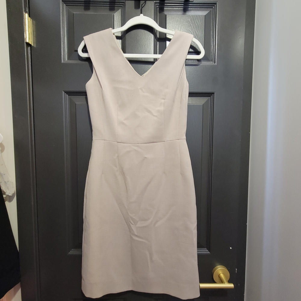 Cream Sleeveless V-Neck Sheath Dress for Work